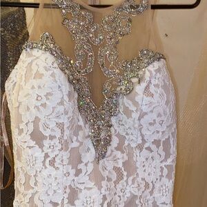 Elegant Lace and Rhinestone Gown TERANI Couture XS